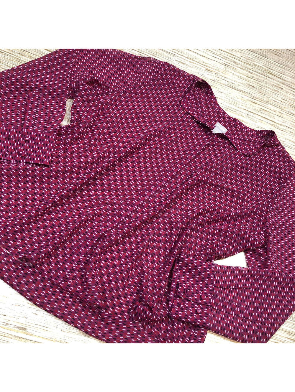 2691 Chicos Mini-Link Print Sheer Long-Sleeve Blouse PINK sz 4